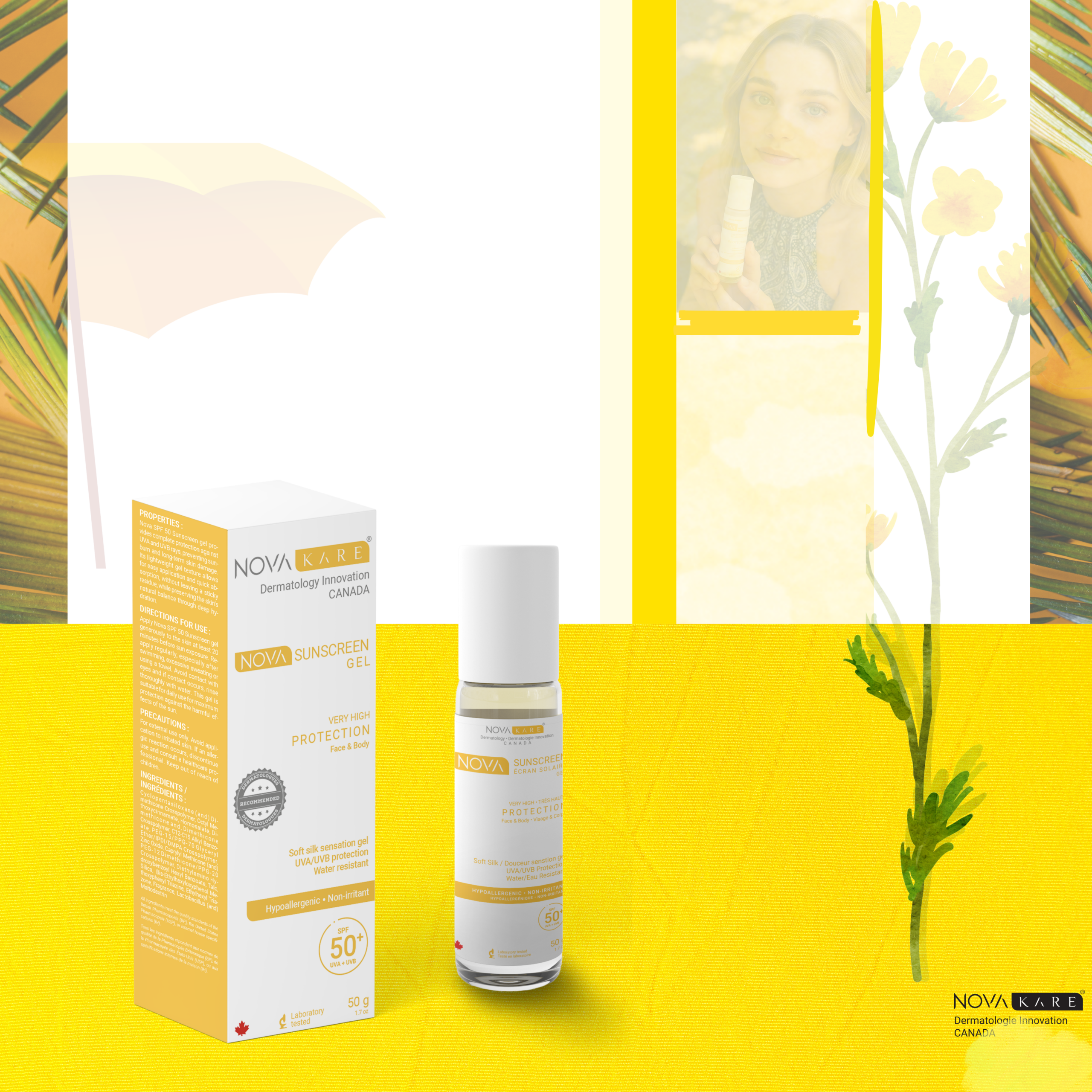 NOVA Sunscreen Gel SPF 50+ - Gel solaire ultra-léger NovaKare