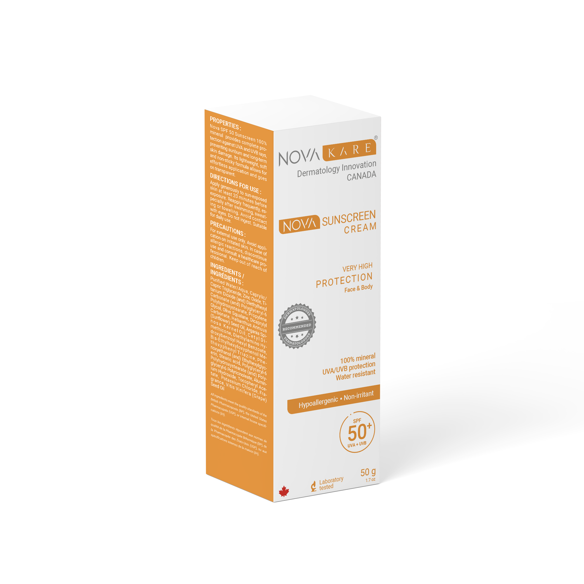 NOVA Sunscreen Cream SPF 50+ - Crème solaire protection haute NovaKare